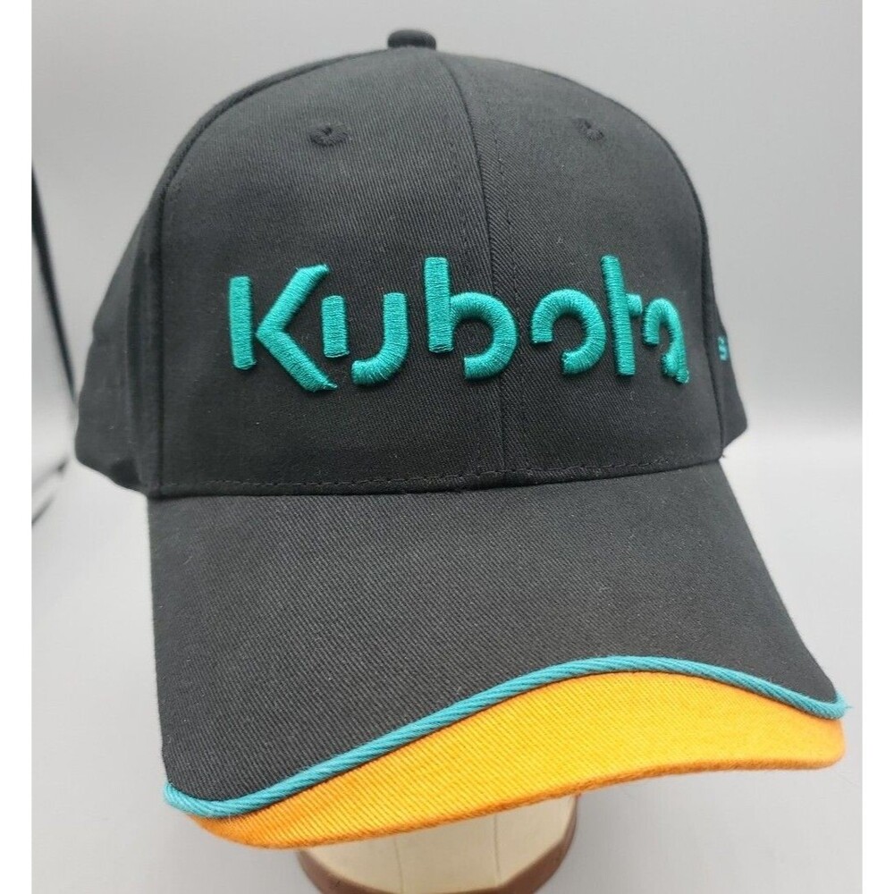 Kubota Mens Adjustable Cap Hat Black Orange Embroidered Burks Tractor K Products